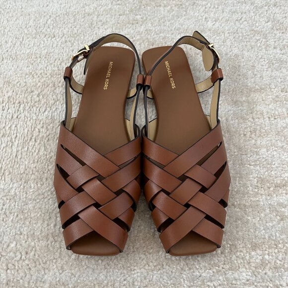 Michael Kors Irene Strappy Woven Leather Slingback Sandals Shoes 7.5 - Picture 2 of 7